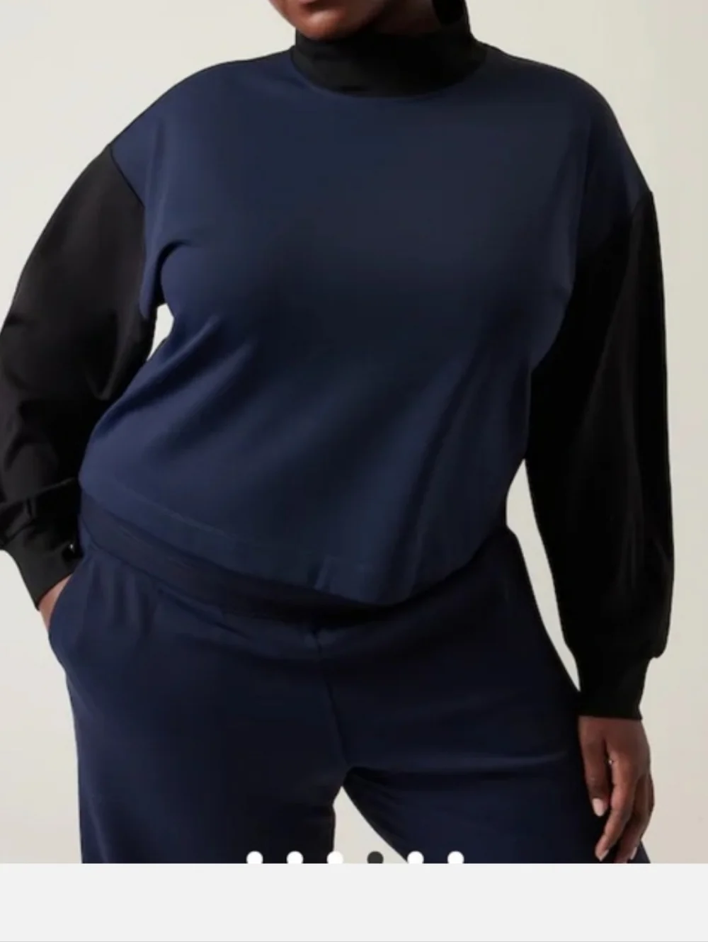Athleta Venice Navy and Black Colorblock Pullover Sweat Shirt Sz L Light Weight